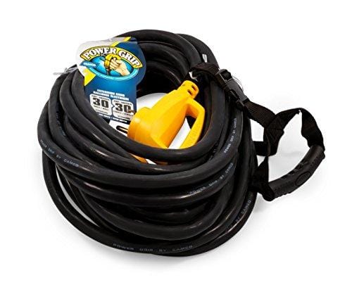 Camco Heavy Duty RV Auto Extension Cord with PowerGrip Handle, Includes Convenient Carrying Strap - 50ft (10 Gauge, 30 Amp) (55197)
