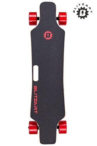 BLITZART Huracane 38" Electric Skateboard Electronic Longboard 17mph 350W Hub-Motor 3.5" 90mm (Red)
