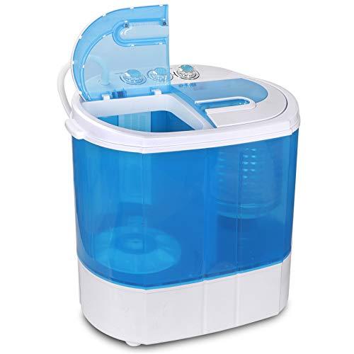 SUPER DEAL Portable Compact Washing Machine, Mini Twin Tub Washing Machine w/Washer&Spinner, Gravity Drain Pump and Drain Hose