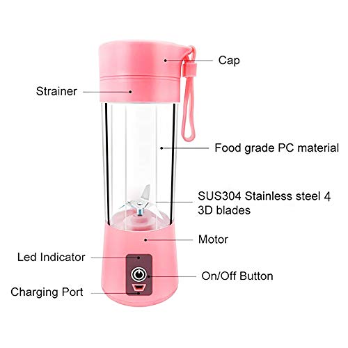 Portable Mini Blender,Personal Size Fruit Mixer,Smoothies Blender Cordless,USB Rechargeable,Bpa-Free,for Juices, Shakes and Smoothies