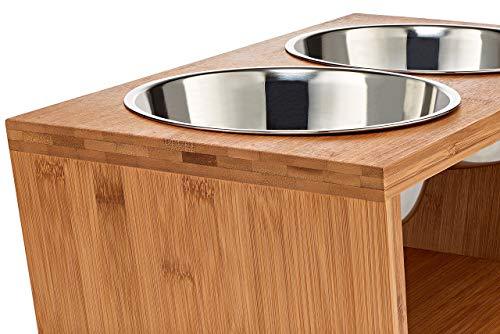 Premium 7" Elevated Dog and Cat Pet Feeder, Double Bowl Raised Stand Comes with Extra Two Stainless Steel Bowls. Perfect for Dogs and Cats.