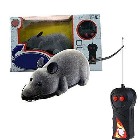 Alovexiong Gray Rat Toy for Cat Funny Mini RC Wireless Electronic Remote Control Rat Mouse Toy Cat Playing Chew Toys for Cats Pets Mouse Gift(Batteries Not Included)