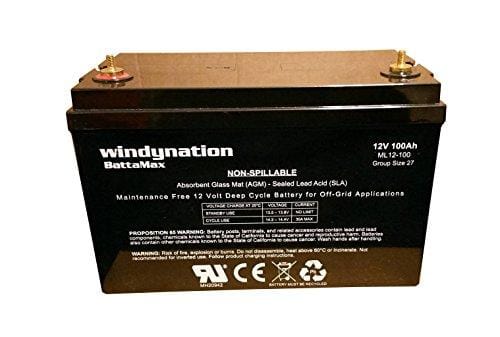 WindyNation 100 Watt Solar Panel Kit + 1500W VertaMax Power Inverter + 100ah AGM Deep Cycle Battery for RV, Boat, Off-Grid 12 Volt