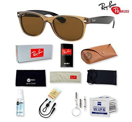 Ray-Ban RB2132 (945/57) Honey/Crystal Brown Polarized 55mm Sunglasses Bundle with original case, cloth, booklet and accessories (6 items)