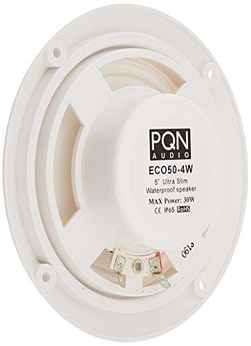 PQN Enterprises ECO50-4W Waterproof Ultra-Slim RV Marine Speaker, White, 5"