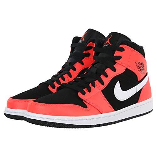Nike Men's Air Jordan 1 Mid Basketball Shoe, Black/Infrared 23/White, Size 8