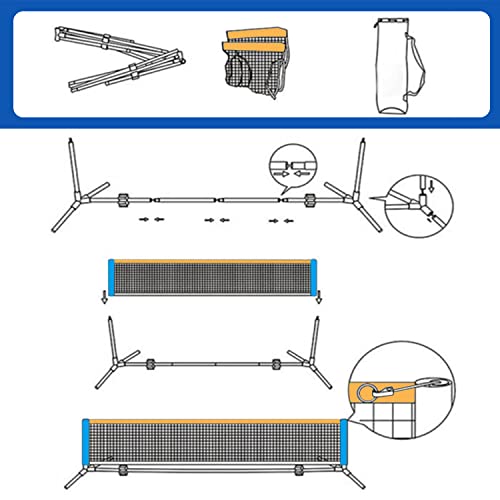 Eastgoing 10 ft Mini Portable Soccer Tennis Net | Pickleball Net System with Carrying Bag for Driveway Backyard. Easy Assemble Beach Tennis Net | Tennis Practice for Indoor and Outdoor