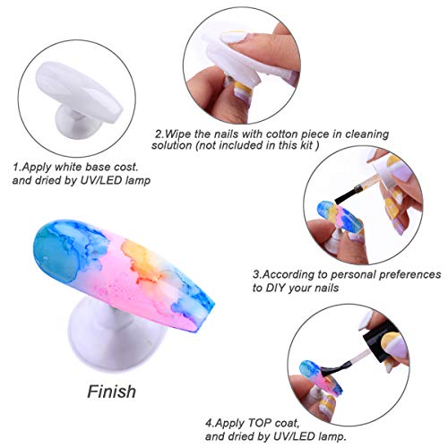 Makartt Blooming Nail Polish, Alcohol Ink Watercolor Pink Blossom Gel Nail Polish Magic Manicuring Kit Work with Transparent Red Marble Nail Vanish Young Nail Art Design,Summer 6 Colors Set