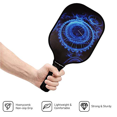 hrongshk Pickleball Paddles, Pickleball Paddles Set of 2, 4 Pickleball Balls and 1 Racket Bag, Lightweight Graphite Carbon Fiber Face, Polypropylene Honeycomb Core, Edge Guard Cushion Grip