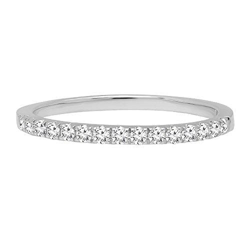 Dazzlingrock Collection 0.25 Carat (ctw) 14K Round White Diamond Ladies Stackable Wedding Band 1/4 CT, White Gold, Size 5.5