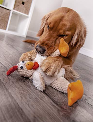 goDog Checkers Fat Rooster With Chew Guard Technology Tough Plush Dog Toy, White, Large