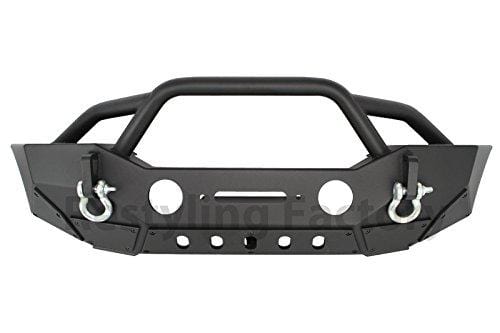 Restyling Factory-Rock Crawler Front Bumper With Fog Lights Hole & Built In Winch Plate Black Textured for 07-18 Jeep Wrangler JK