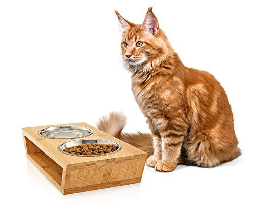 Premium Elevated Dog and Cat Pet Feeder, Double Bowl Raised Stand Comes with Extra Two Stainless Steel Bowls. Perfect for Small Dogs and Cats