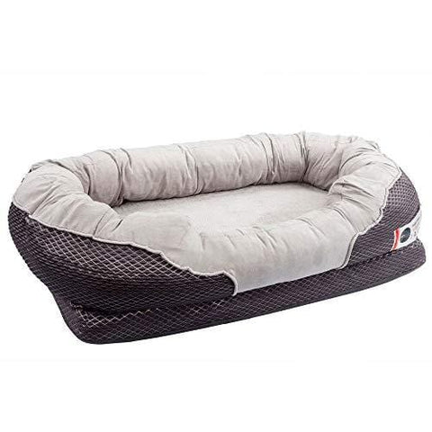 BarksBar Medium Gray Orthopedic Dog Bed - 32 x 22 inches - Snuggly Sleeper with Solid Orthopedic Foam, Extra Comfy Cotton-Padded Rim Cushion and Nonslip Bottom