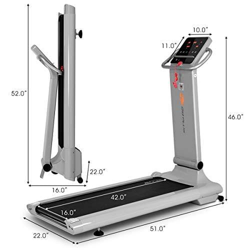 Goplus 1.5HP Electric Folding Treadmill Portable Motorized Running Machine Home Gym Cardio Fitness w/App (Silver)
