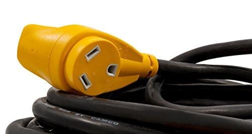 Camco Heavy Duty RV Auto Extension Cord with PowerGrip Handle, Includes Convenient Carrying Strap - 50ft (10 Gauge, 30 Amp) (55197)