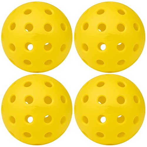 Pickleballs Balls,40 Hole Sports Outdoor Pickleballs,USA Pickleball Approved, 4 and 12 Bulk Packs of Pickleballs (4 Pack, Yellow)