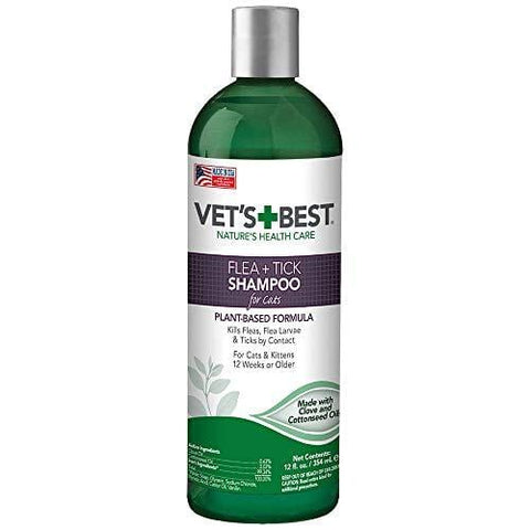Vet's Best Flea & Tick Shampoo for Cats | Premium Shampoo & Cat Flea Treatment | 12 oz