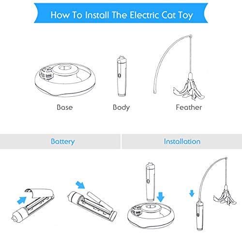 isYoung Cat Teasing Toy, Electric Mute Training Cat Toy Kitten Rotating Teaser Feather, Fun Playing Interactive Smart Game Pet Toy (Cat Teasing Toy)