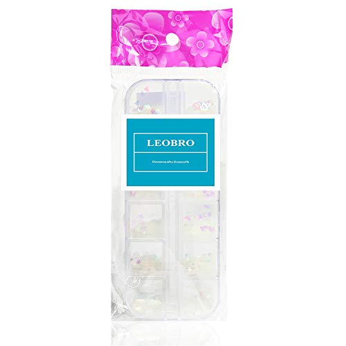 Teenitor 12 box Holographic Nail Sequin, Mixed Paillettes for Acrylic Gel PolishTips, Nail Sparkle Glitter Sheets Nail Art Craft Decoration