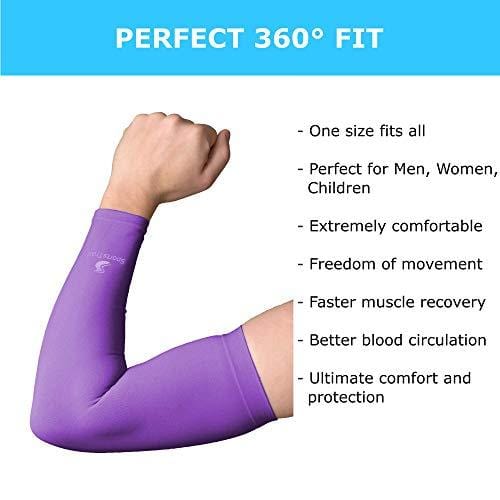 Cooling Arm Sleeves for Men & Women, Tattoo Cover up Sleeves to Cover Arms (1 Pair), Cooling UV Protective Clothing, UPF 50 Long Sun Sleeves, Cycling Golf Running Driving, Moisture Wicking (Purple) [product _type] SportsTrail - Ultra Pickleball - The Pickleball Paddle MegaStore