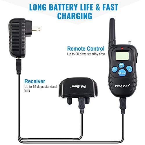 Petrainers PET998DRB1 Rechargeable Dog Shock Collar with Remote Dog Training Collar with Beep Vibration Shock Collar for Dogs Small Medium Large, 1000ft Remote Range