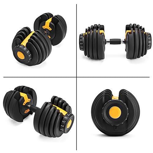 Popsport 52.5LBS Adjustable Dumbbell 1 PCS Fitness Dumbbell Standard Adjustable Dumbbell Handle Weight Plate Home Gym System- Building Muscle
