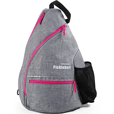 Mangrove Pickleball Bag, Men's & Women's Pickleball Backpack, Adjustable Sling Bag with Fence Hook/Upgraded Capacity/Safety Pocket/Water Bottle Holder - 2023 Design Pickle Ball Paddle Bag (Gray)