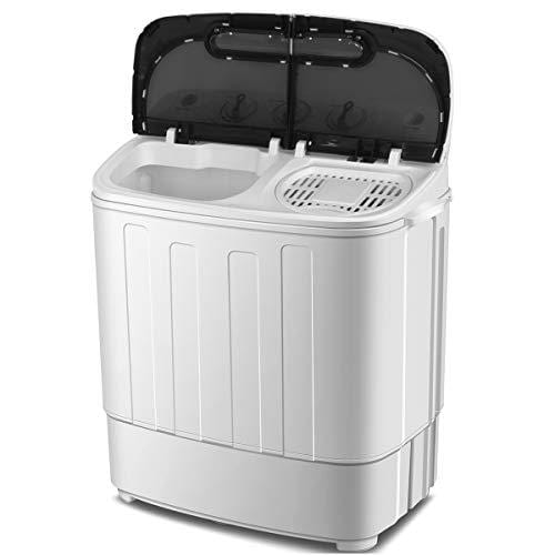 SUPER DEAL Portable Compact Mini Twin Tub Washing Machine w/Wash and Spin Cycle, Built-in Gravity Drain, 13lbs Capacity For Camping, Apartments, Dorms, College Rooms, RV's, Delicates and more