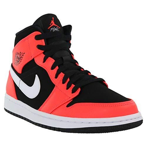 Nike Men's Air Jordan 1 Mid Basketball Shoe, Black/Infrared 23/White, Size 8