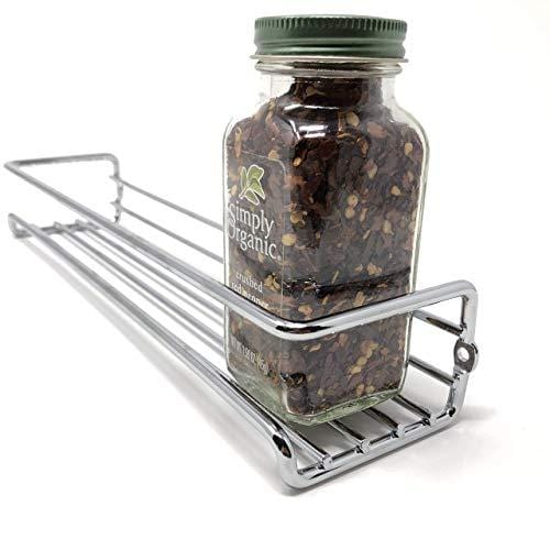 Unum Chrome Wall-Mount/Cabinet Door Spice Rack (x4) - Single Tier Hanging Spice Organizers/Racks for Pantry, Kitchen Wall/Cupboard, Over Stove, and Closet Door Storage - 11 3/8"L x 3"D x 2"H