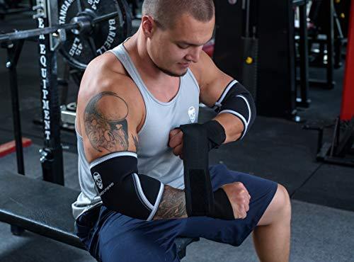 Gymreapers Elbow Sleeves (1 Pair) W/Wrist Wraps - Elbow Brace for Support & Compression for Powerlifting, Weightlifting, Bench & Tendonitis 5mm Neoprene - for Men & Women - 1 Year Warranty