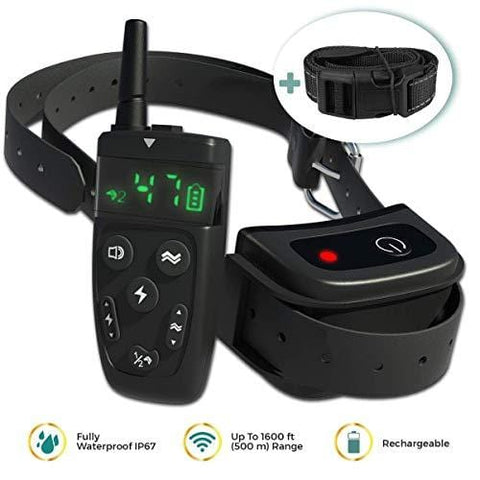 All-New 2019 Dog Training Collar with Remote | Long Range 1600', Shock, Vibration Control, Rechargeable & Ipx7 Waterproof | E-Collar Shock Collar for Dogs Small, Medium, Large Size, All Breeds