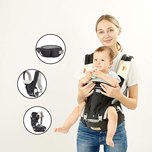 Ergonomic 360° Best Baby Soft Carrier, Comfortable Adjustable Positions,Breastfeeding Fits All Newborn Toddler,HipSeat Infant and Backpack,All Seasons,Perfect for Hiking Shopping (Dark Gray)