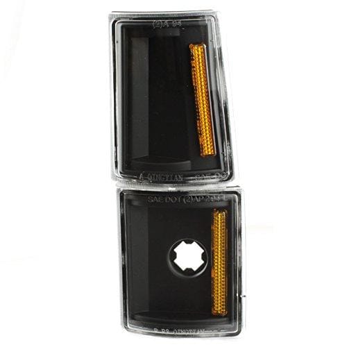 For 94-99 GMC Full Size Pickup Truck Suburban Sierra Black Bezel Headlights w/Corner + Bumper Signal Lamps