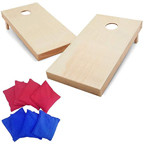 haxTON Cornhole Game Premiun Cornhole Boards Tournament Size Solid Wood 4'x2' / MDF 3'x2' Cornhole Sets Portable Cornhole Game Wood Cornhole Boards Set Include 8 Corn Hole Toss Bags