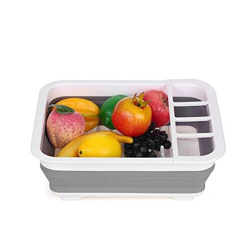 Collapsible Dish Drainer Portable Drying Rack Dinnerware Organizer Kitchen RV Campers Storage