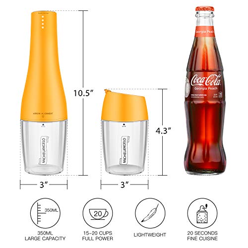MICHELANGENLO Portable Blender for Shakes and Smoothies, Single Serve Blender Mini Smoothie Blender with Travel Cup and Lids, Travel Blender Juice Mixer Maker -Orange