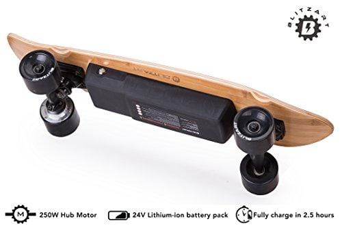 Blitzart Mini Flash 28" Electric Skateboard Electronic Hub-Motor 2.8" Wheel E-Skateboard (Black)