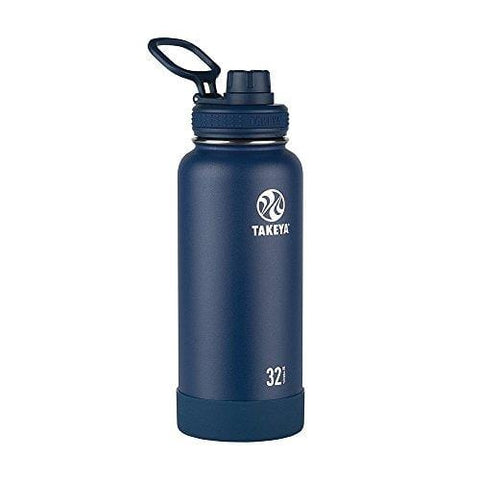 Takeya Actives Insulated Stainless Water Bottle with Insulated Spout Lid, 32oz, Midnight