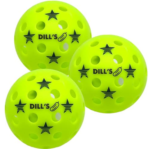 Dill's Pickleball - 3 Pack of Balls | Outdoor Pickleball Balls | Casual, Tournament, or Competition Ball | USAPA Pickleball Compliant | Picklballs, Pickelballs, Pickelball, Pickle (3)