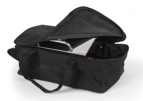 Camco Stainless Steel Portable Propane Gas Grill, Convenient Size For Tailgating, Camping, RV, Picnicking, Home and Boats, Includes Storage Bag (125 Square Inches Of Cooking Surface)