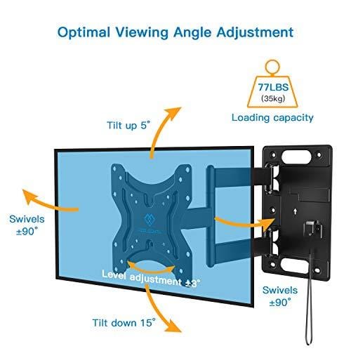 Perlesmith RV Lockable TV Wall Mount for Most 23-43 Inch LED, LCD, OLED Plasma, Flat Screen TVs Full Motion with Articulating Arm Bears up to 77 lbs Swivels Tilts Extends for MotorHomes Camper Trailer