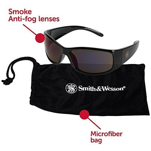 Smith and Wesson Safety Glasses (21303), Elite Safety Sunglasses, Smoke Anti-Fog Lenses with Black Frame