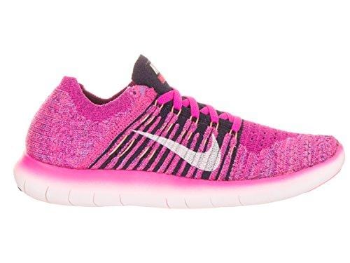Nike Women's Free Running Motion Flyknit Shoes, Fire Pink/Black/Peach Cream - 10 B(M) US