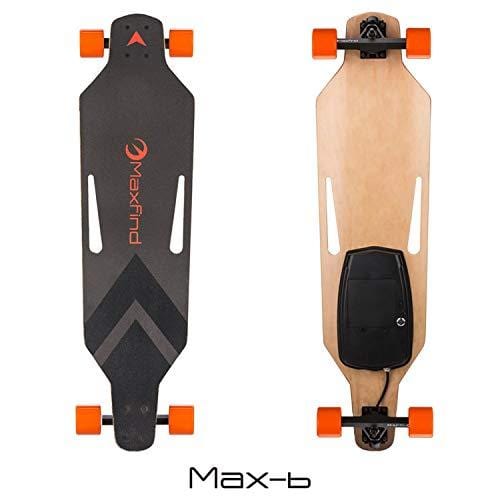 Maxfind Maxa Electric Skateboards 18.6 mph Hub Brush Motor 8 Miles Range 176 Lbs 7 Layers Maple Longboard with Wireless Remote Control