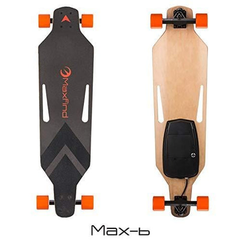 Maxfind Maxa Electric Skateboards 18.6 mph Hub Brush Motor 8 Miles Range 176 Lbs 7 Layers Maple Longboard with Wireless Remote Control