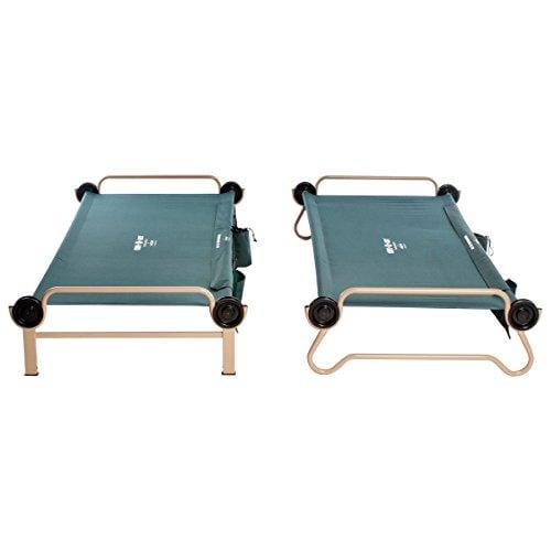 Disc-O-Bed Cam-O-Bunk Large Bunk Combo with 2 Organizers and 4 Anti Slip Footpads, Tan/Green