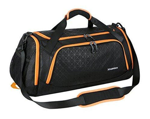 Sports Duffel Bag Gym Bag Travel Duffle for Men and Women with Shoes Compartment - Mouteenoo (One Size, Black/Orange)