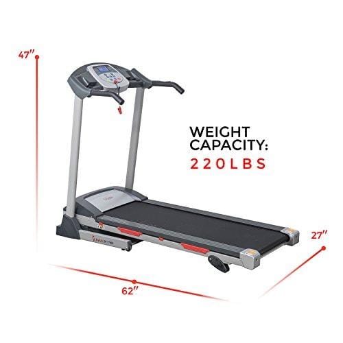 Sunny Health & Fitness SF-T7603 Electric Treadmill w/ 9 Programs, 3 Manual Incline, Easy Handrail Controls & Preset Button Speeds, Soft Drop System